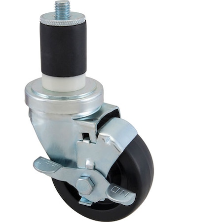 Component Hardware Caster, Stem3-1/2"Od, W/Br K, Blk C23-1436